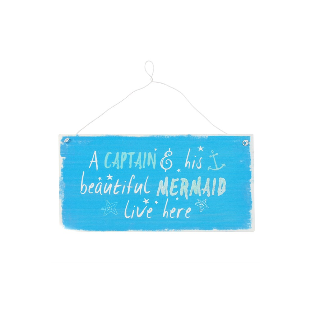 Captain And Mermaid Metal Sign