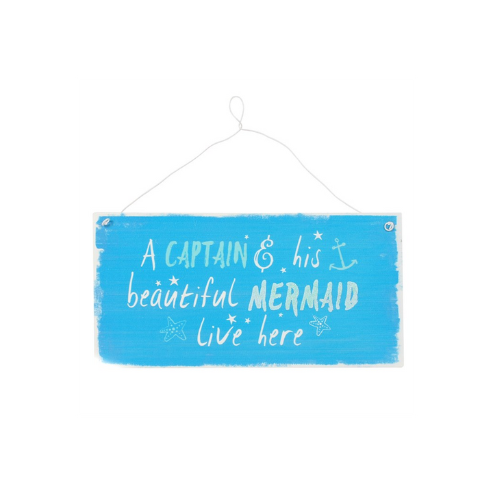 Captain And Mermaid Metal Sign