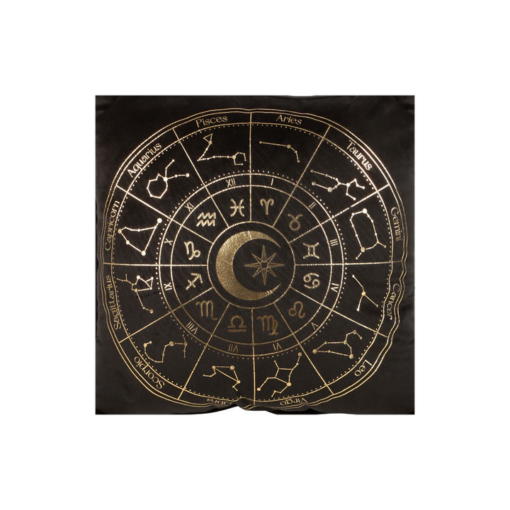 35cm Square Black Astrology Wheel Cushion