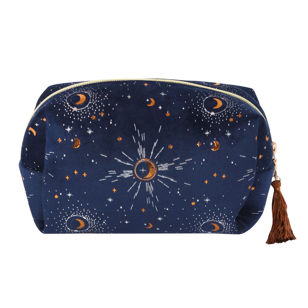 Blue Crescent Moon Tasseled Makeup Bag