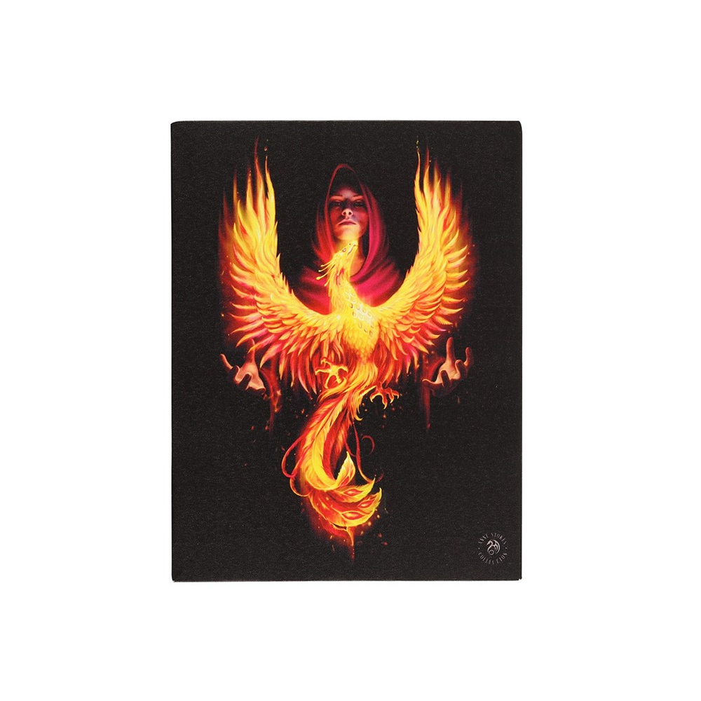 19x25cm Phoenix Rising Canvas Plaque By Anne Stokes