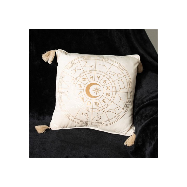 35cm Square Off White Astrology Wheel Cushion