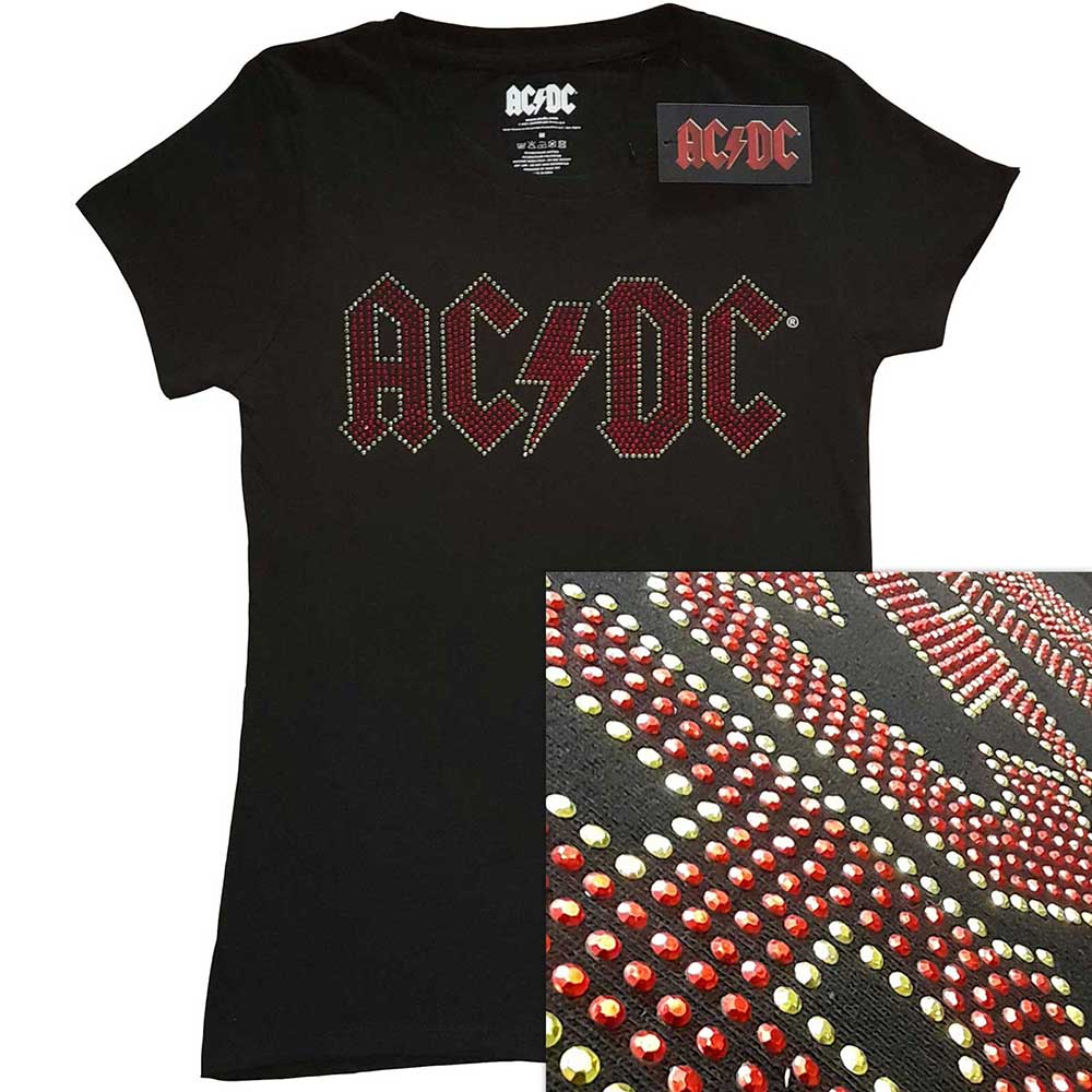 Full Colour Logo Ladies Embellished T-Shirt | AC/DC