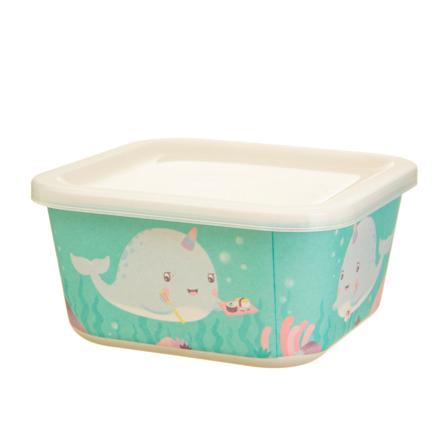 alma narwhal bamboo square lunch box
