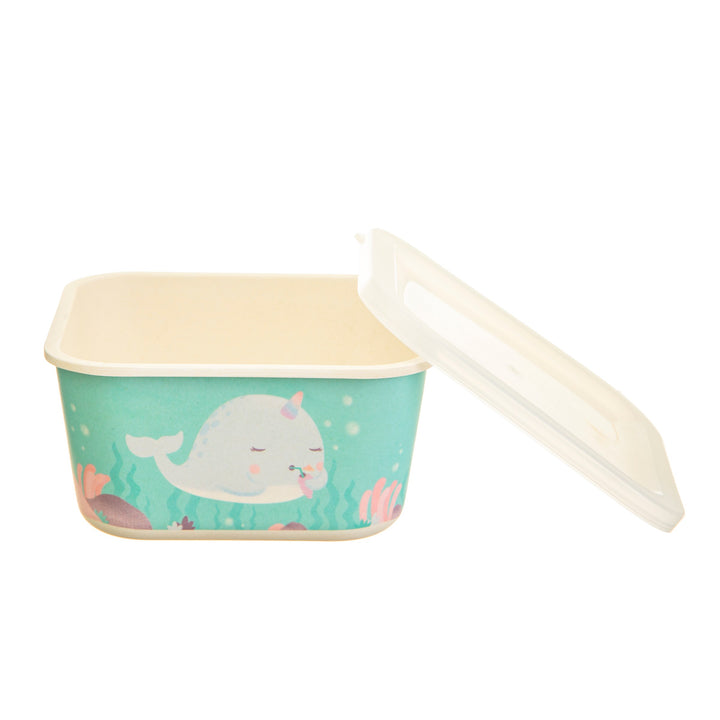 alma narwhal bamboo square lunch box