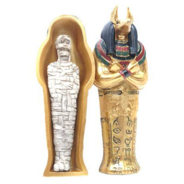 anubis sarcophagus trinket box with mummy