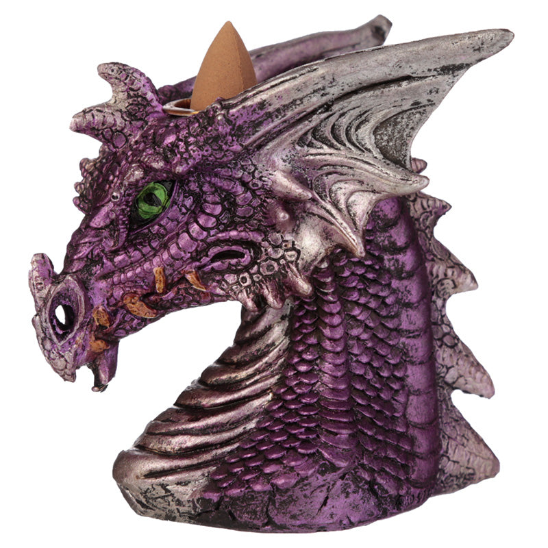 dragons head backflow incense burner purple