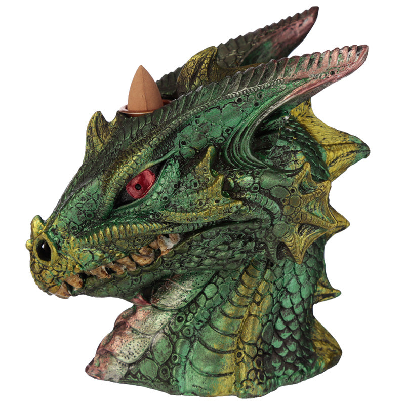 earth and water dragon backflow incense burner green