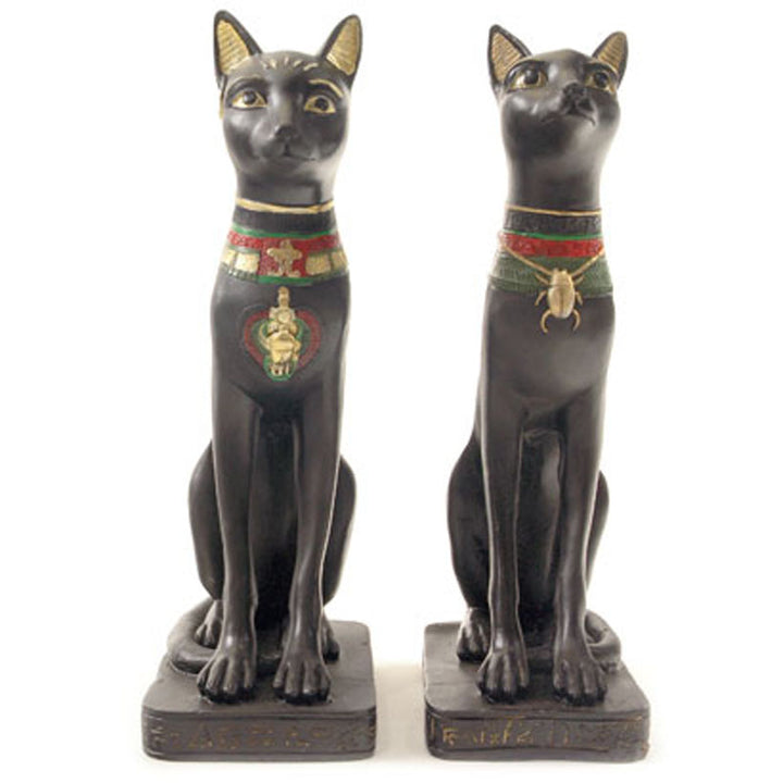 black bast cat egyptian figurine (set of 2)