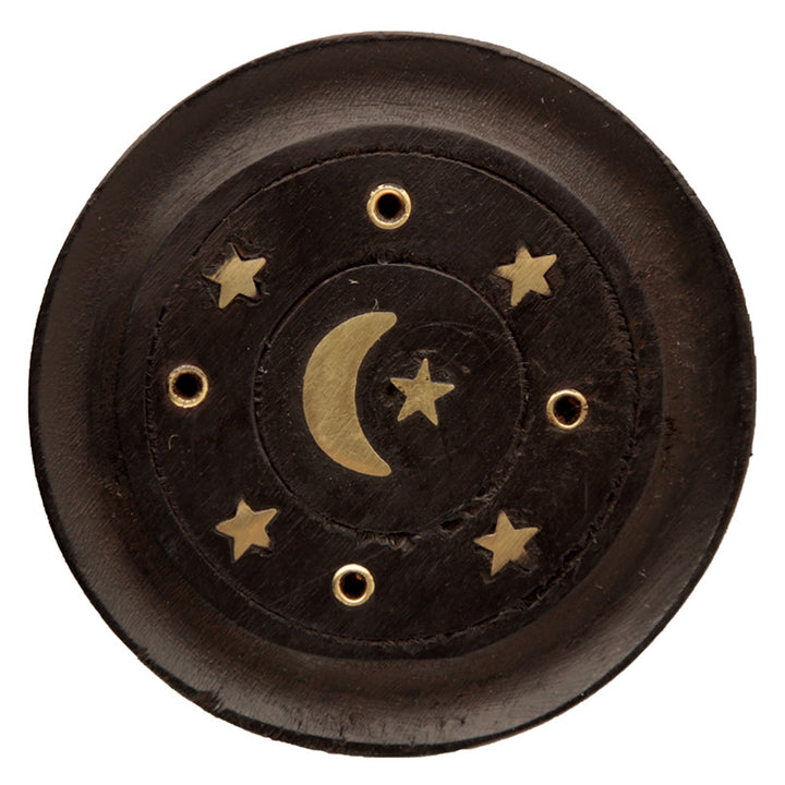 black moon & stars incense burner