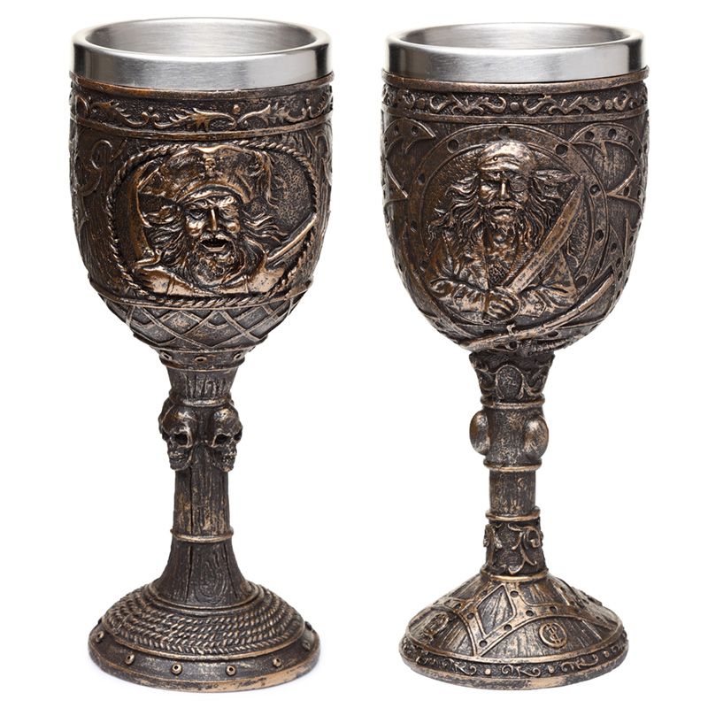 brushed gold wood effect pirate goblet