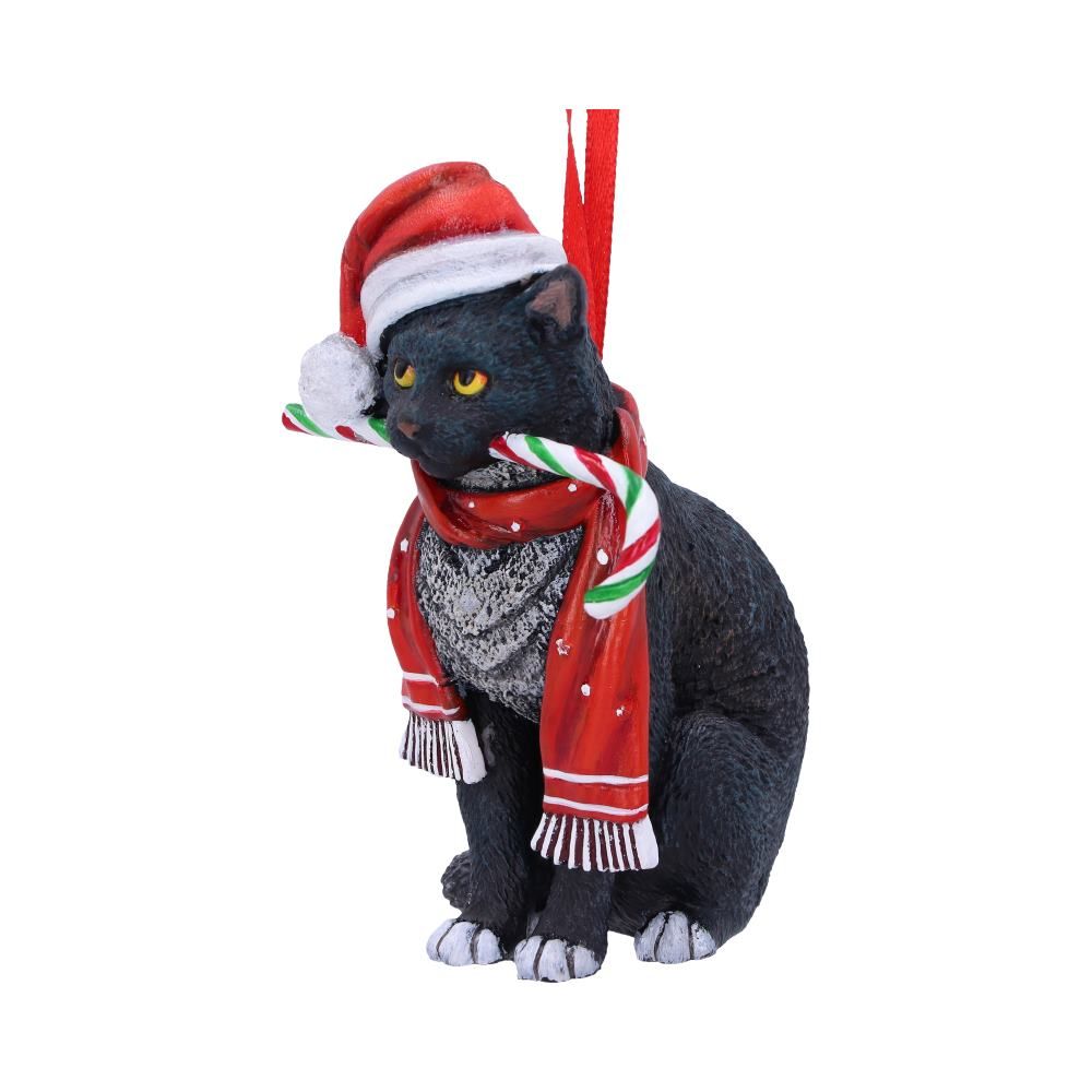 candy cane cat hanging ornament by lisa parker