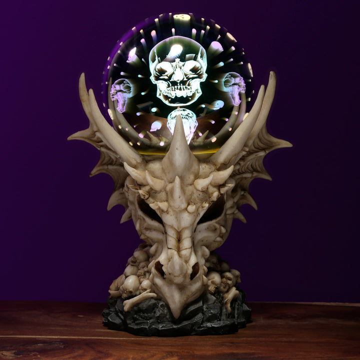 dragon themed skull led metallic orb