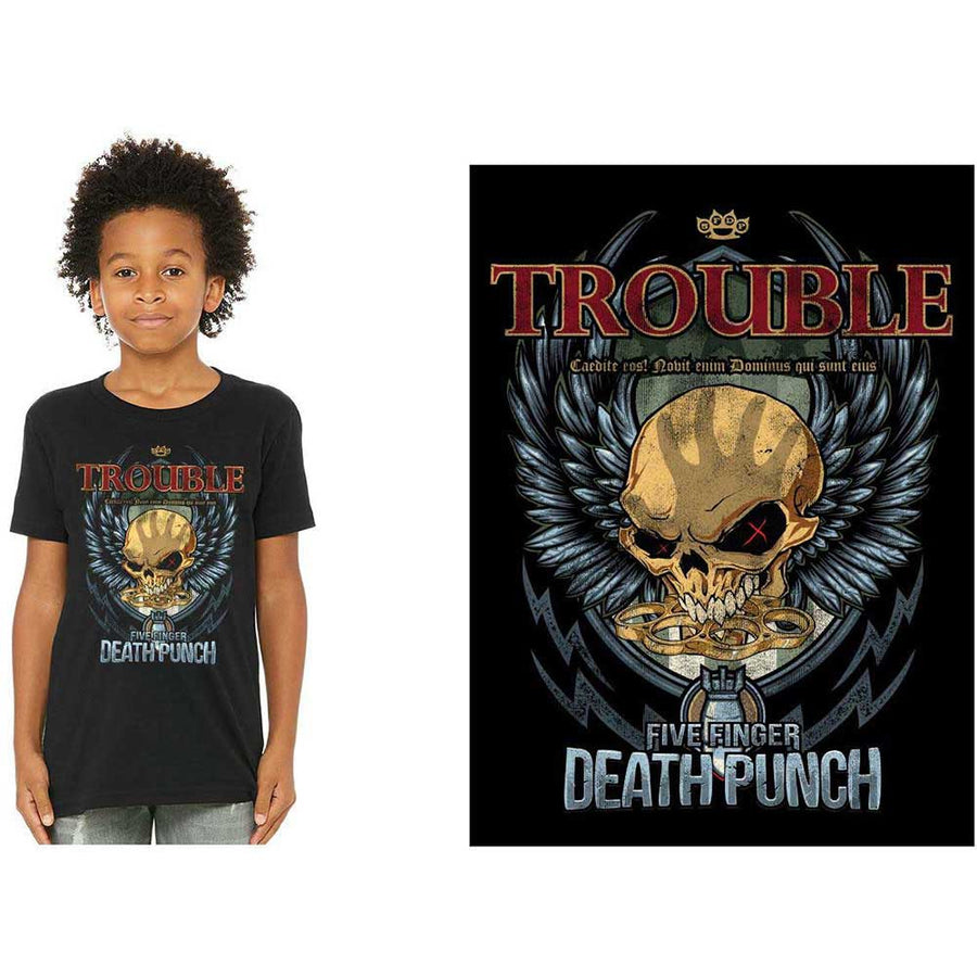 five finger death punch - kids t-shirt (trouble)
