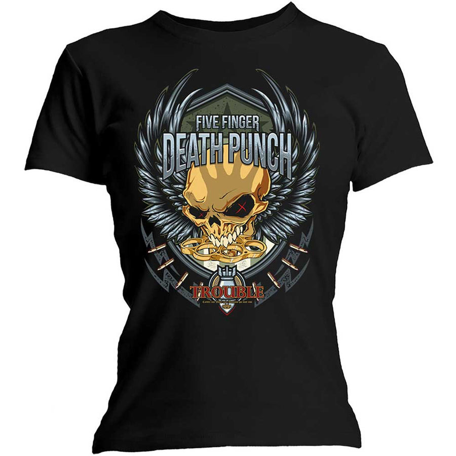 five finger death punch - ladies t-shirt (trouble)