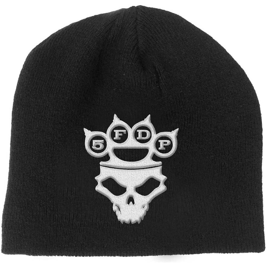 five finger death punch - unisex beanie hat (knuckle-duster logo & skull)