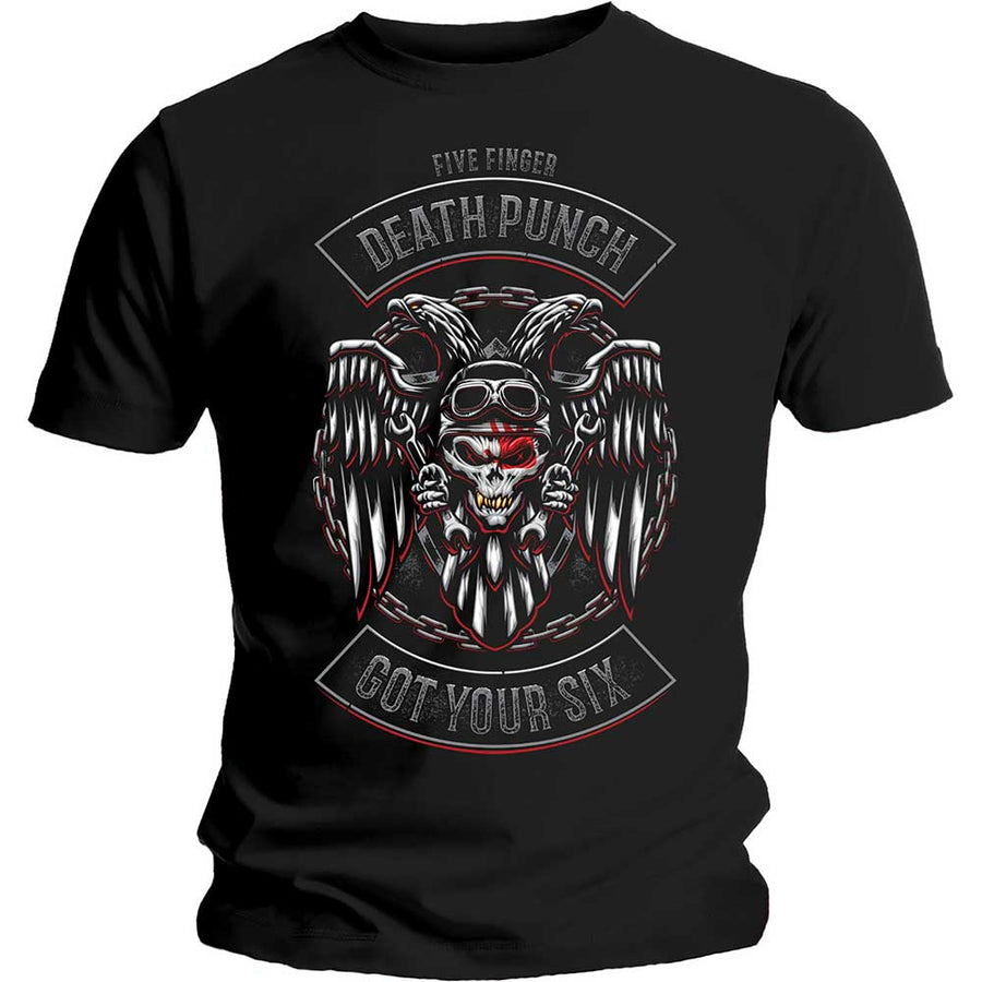 five finger death punch - unisex t-shirt (biker badge)