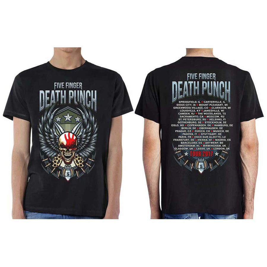 five finger death punch - unisex t-shirt (wingshield fall 2017 tour - ex tour)