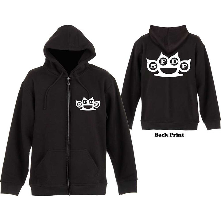 five finger death punch - unisex zipped hoodie (knuckles - back print)