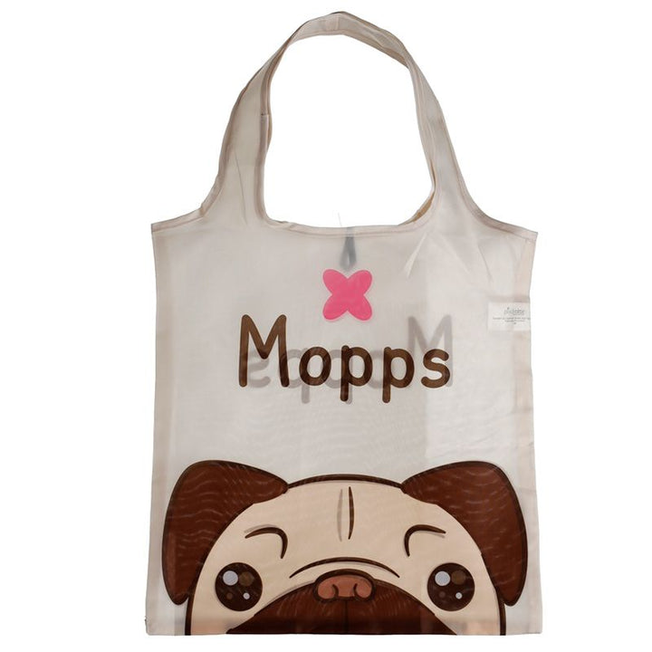 foldable reusable shopping bag - mopps pug