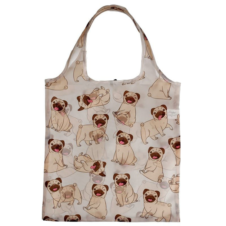 foldable reusable shopping bag - mopps pug