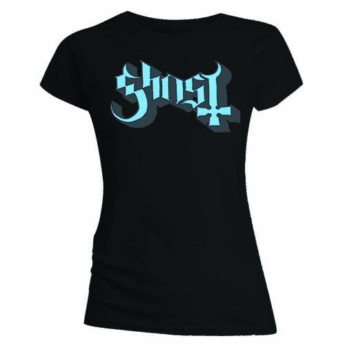 ghost - ladies t-shirt (blue/grey keyline logo - skinny fit)