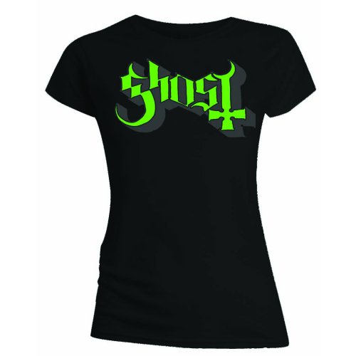 ghost - ladies t-shirt (green/grey keyline logo - skinny fit)