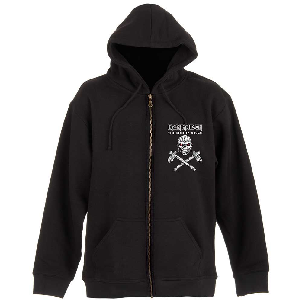 iron maiden - unisex zipped hoodie (eddie axe - back print)