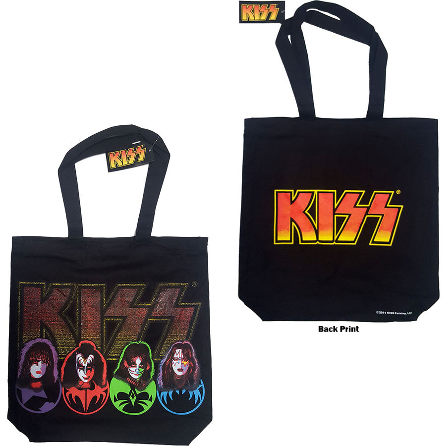 kiss - cotton tote bag (faces & logo - back print)