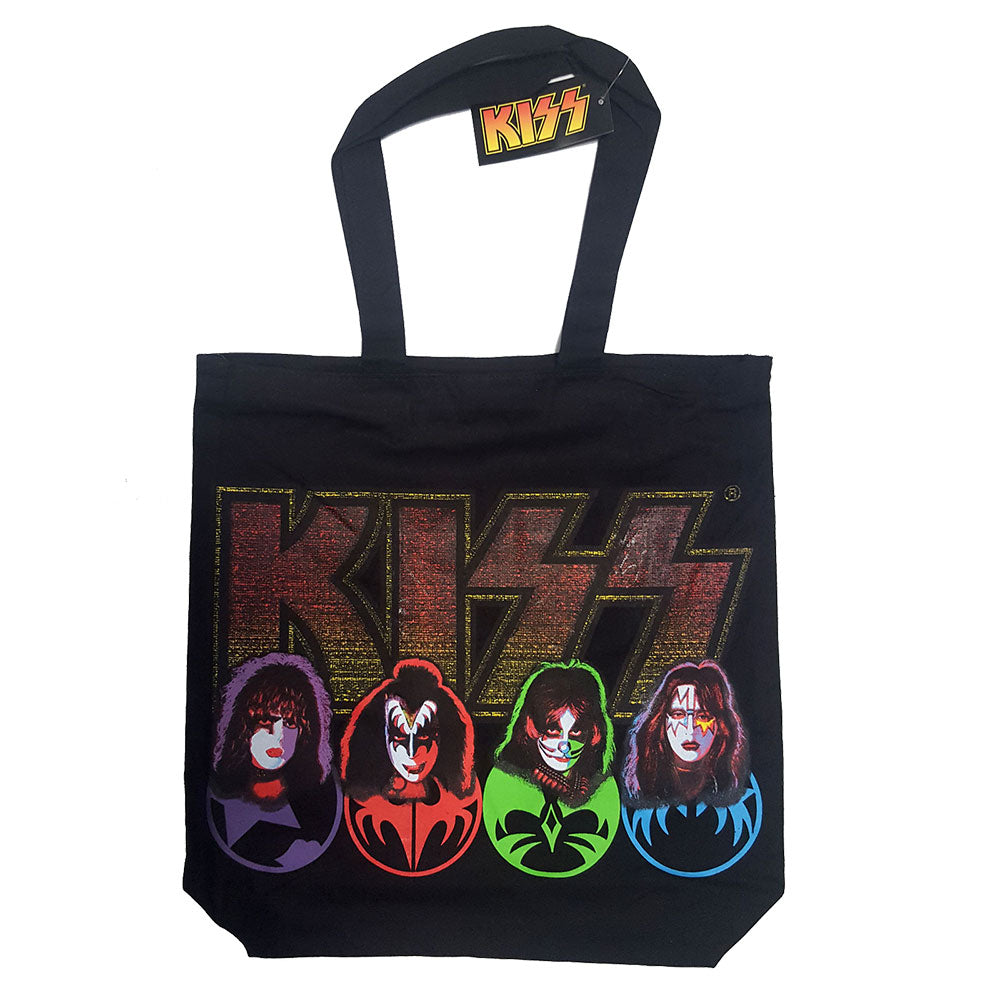 kiss - cotton tote bag (faces & logo - back print)