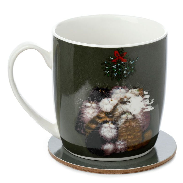 12 Cats of Christmas Porcelain Mug & Coaster Set | Kim Haskins