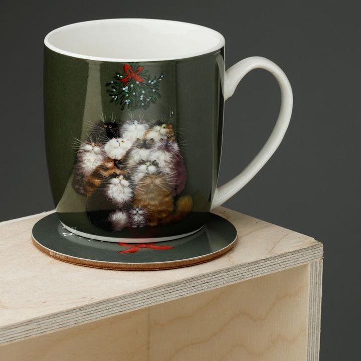 12 Cats of Christmas Porcelain Mug & Coaster Set | Kim Haskins