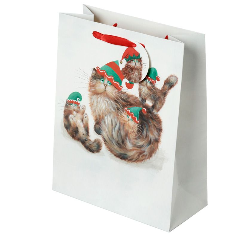 Cats Christmas Elves Gift Bag - Large | Kim Haskins