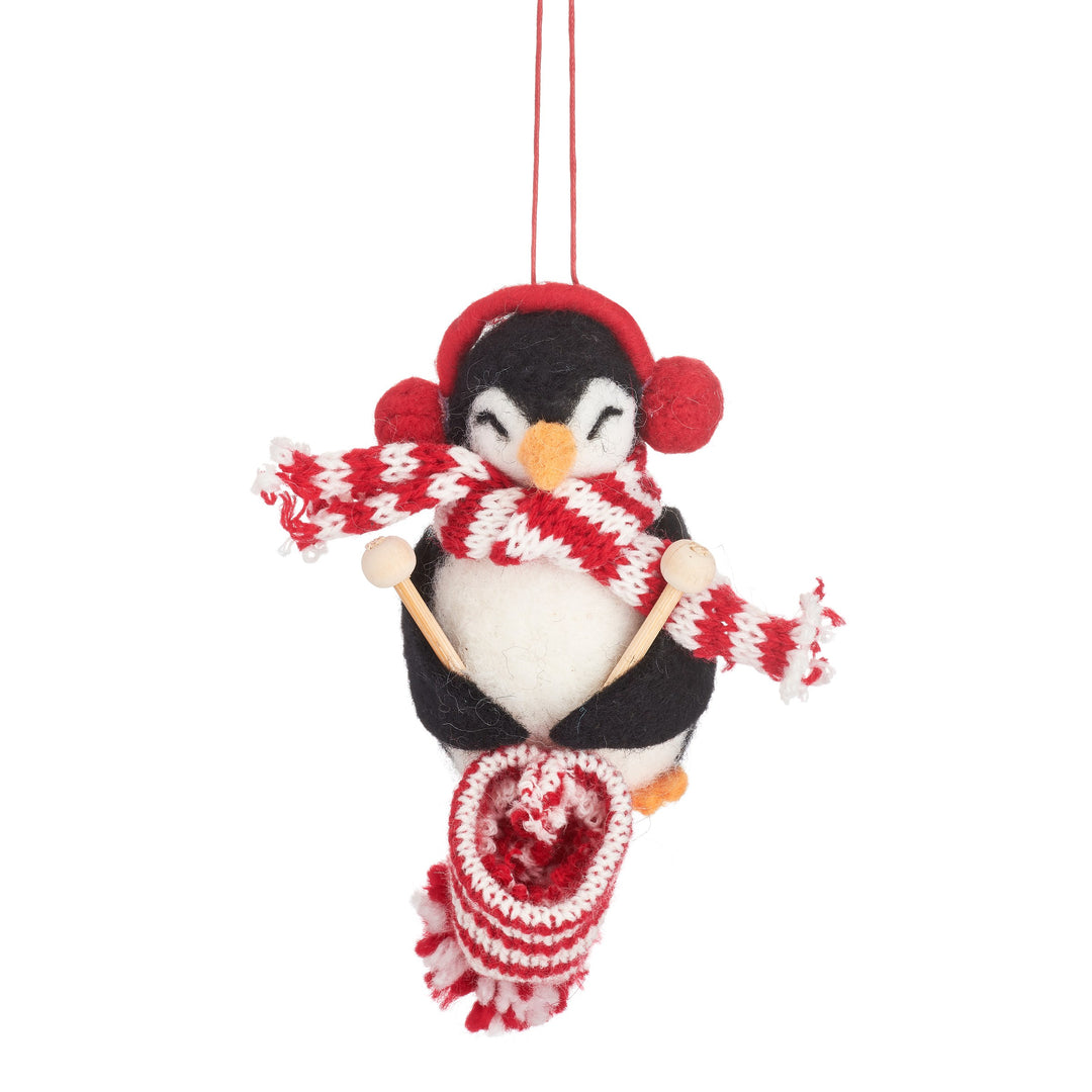 Knitting Penguin Felt Decoration
