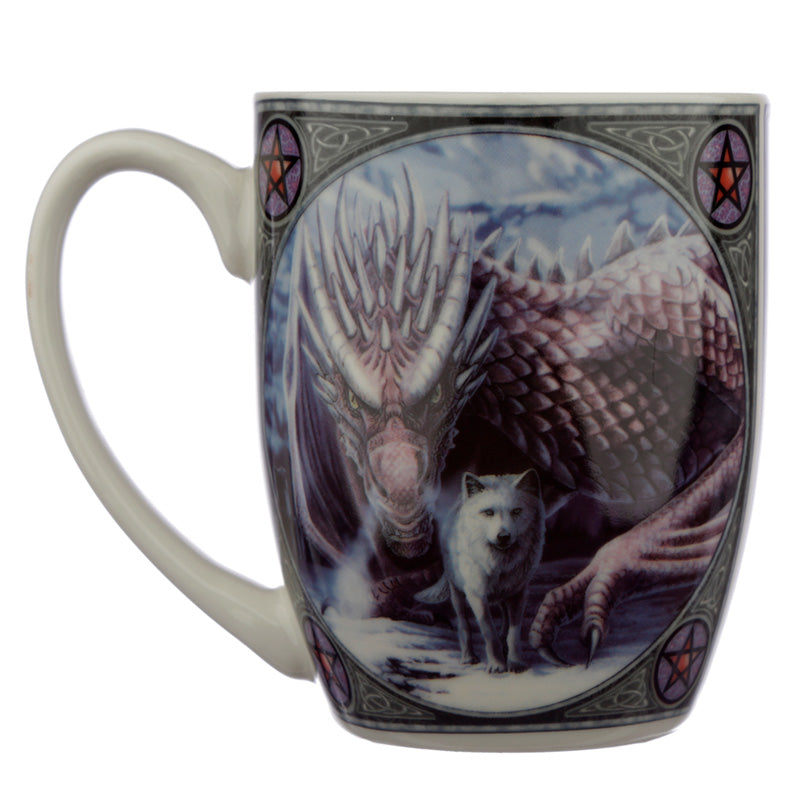 alliance wolf and dragon porcelain mug by lisa parker