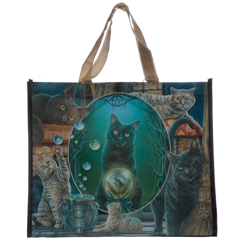 magic cat montage reusable shopping bag by lisa parker