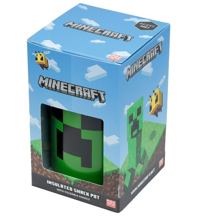 minecraft - creeper reusable stainless hot & cold thermal / insulated lunch pot snack pot 500ml