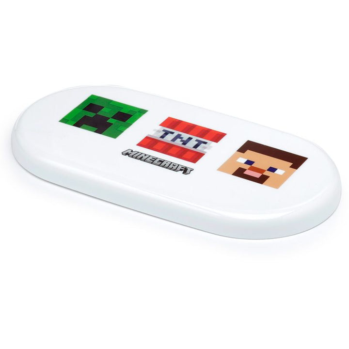 minecraft - faces stacked bento box lunch box with fork & spoon