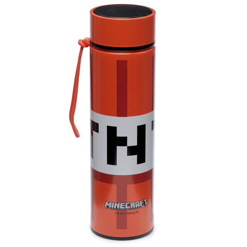 minecraft - tnt reusable stainless steel hot & cold thermal insulated drinks bottle digital thermometer 450ml