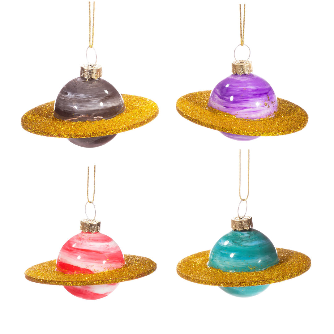 mini planets shaped bauble - set of 4