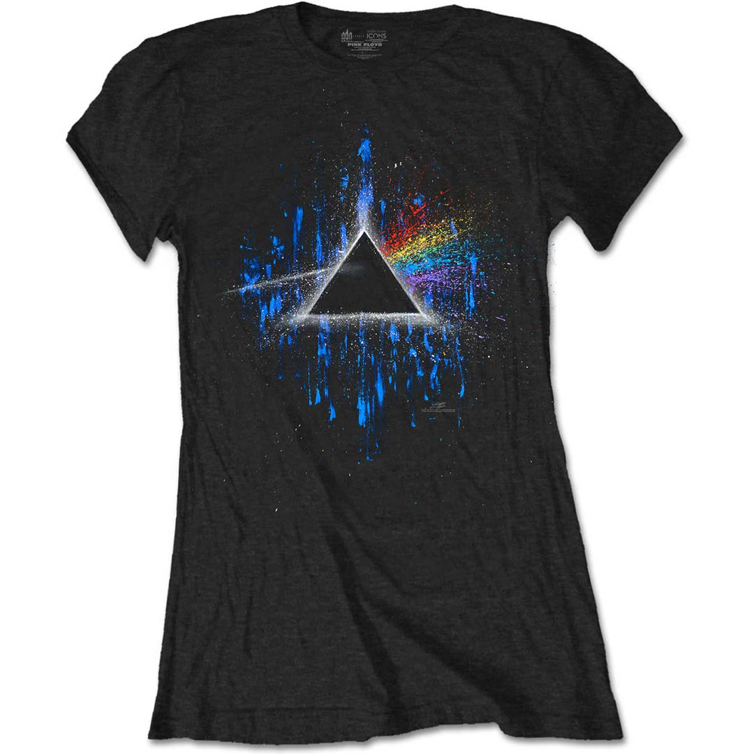 Dark Side of the Moon Blue Splatter Ladies T-Shirt | Pink Floyd