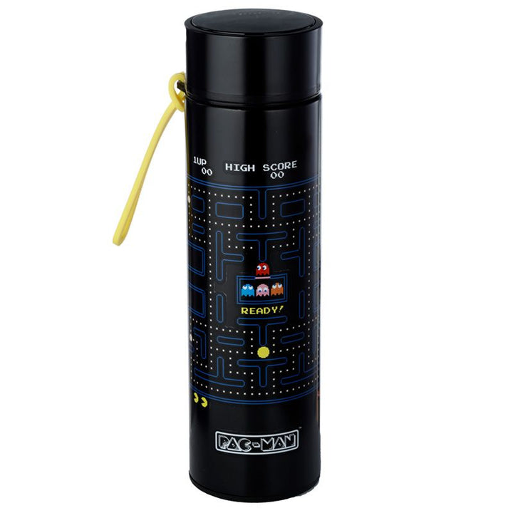 pac-man - reusable stainless steel hot & cold thermal insulated drinks bottle digital thermometer 450ml