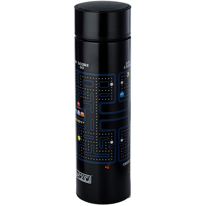 pac-man - reusable stainless steel hot & cold thermal insulated drinks bottle digital thermometer 450ml
