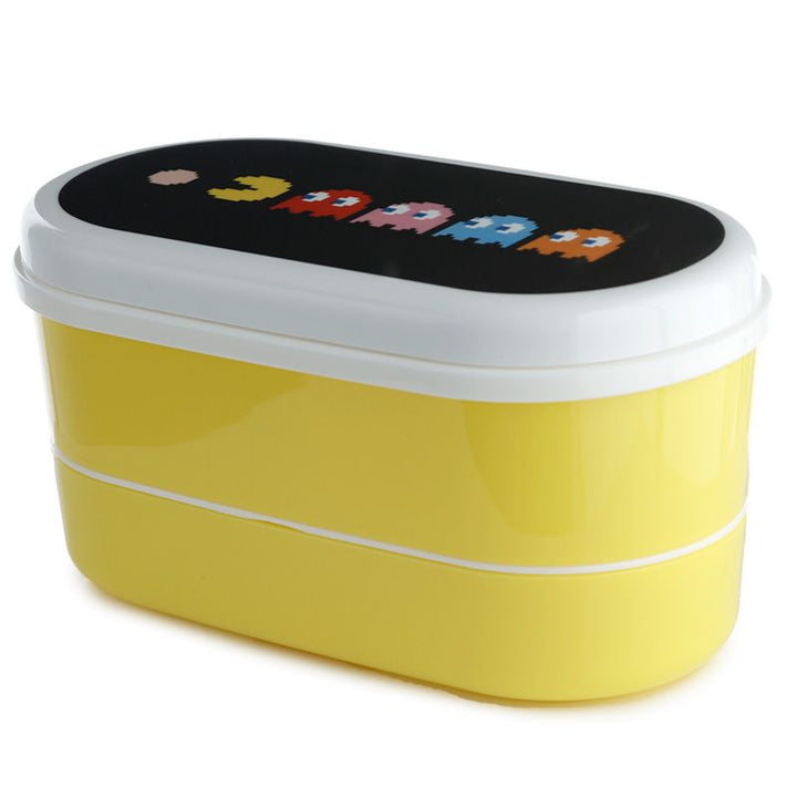 pac-man - stacked bento box lunch box with fork & spoon