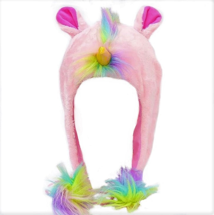 plush unicorn hat pink