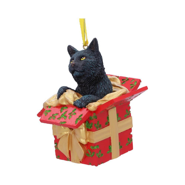 present cat hanging ornament by lisa parker