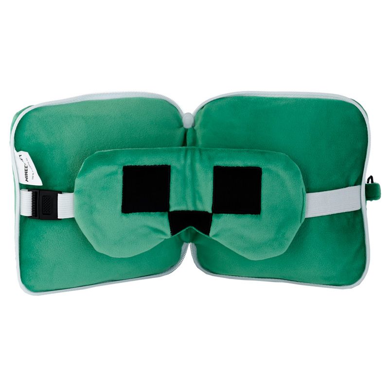 minecraft - relaxeazzzz  creeper shaped plush travel pillow & eye mask