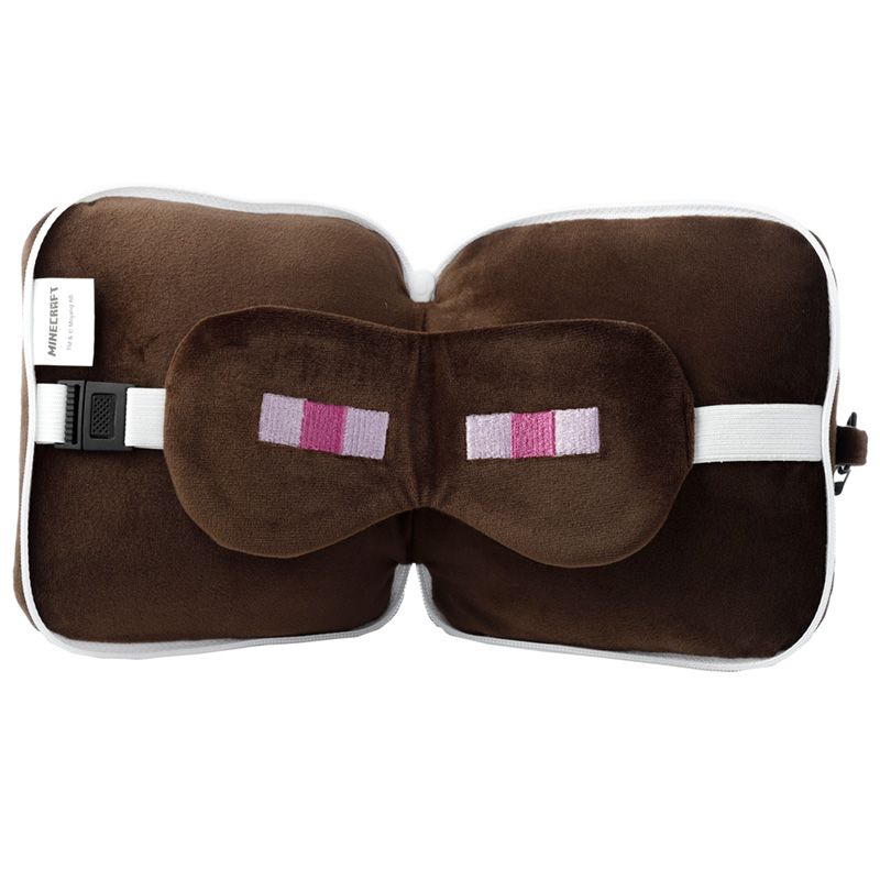 minecraft - relaxeazzz enderman shaped plush travel pillow & eye mask