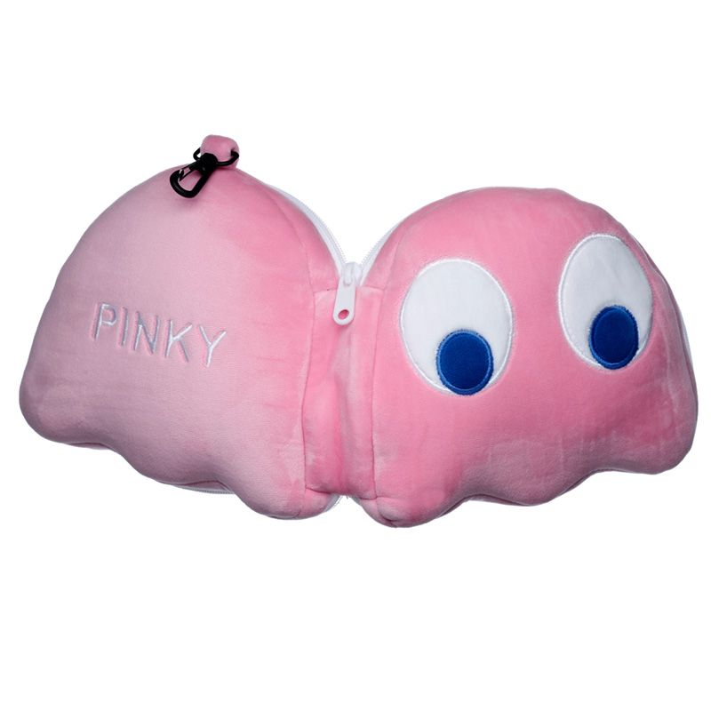pac-man - relaxeazzz pink ghost shaped travel pillow & eye mask