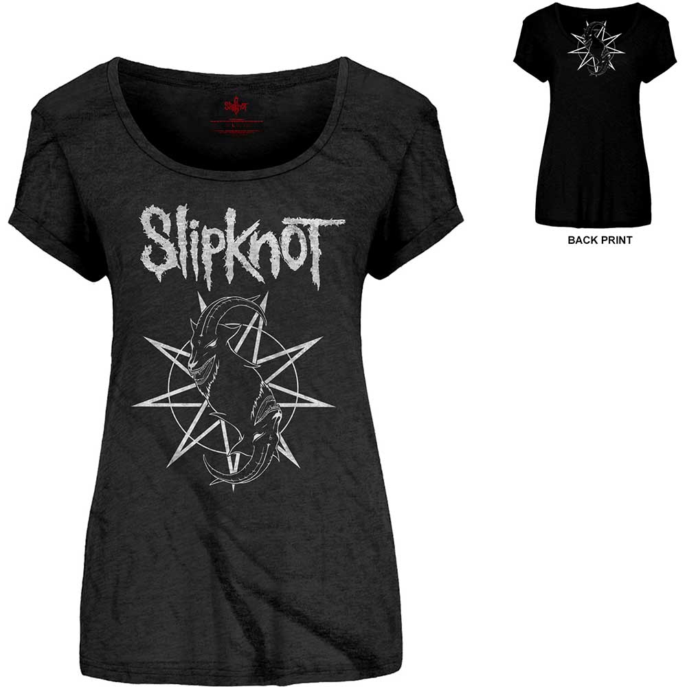 Goat Star Logo (Back Print) Ladies Scoop Neck T-Shirt | Slipknot